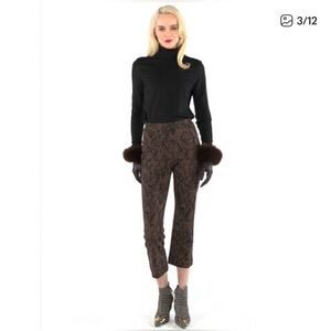 CAbi Cool It Snakeskin Print Cropped Pants - Dark Brown